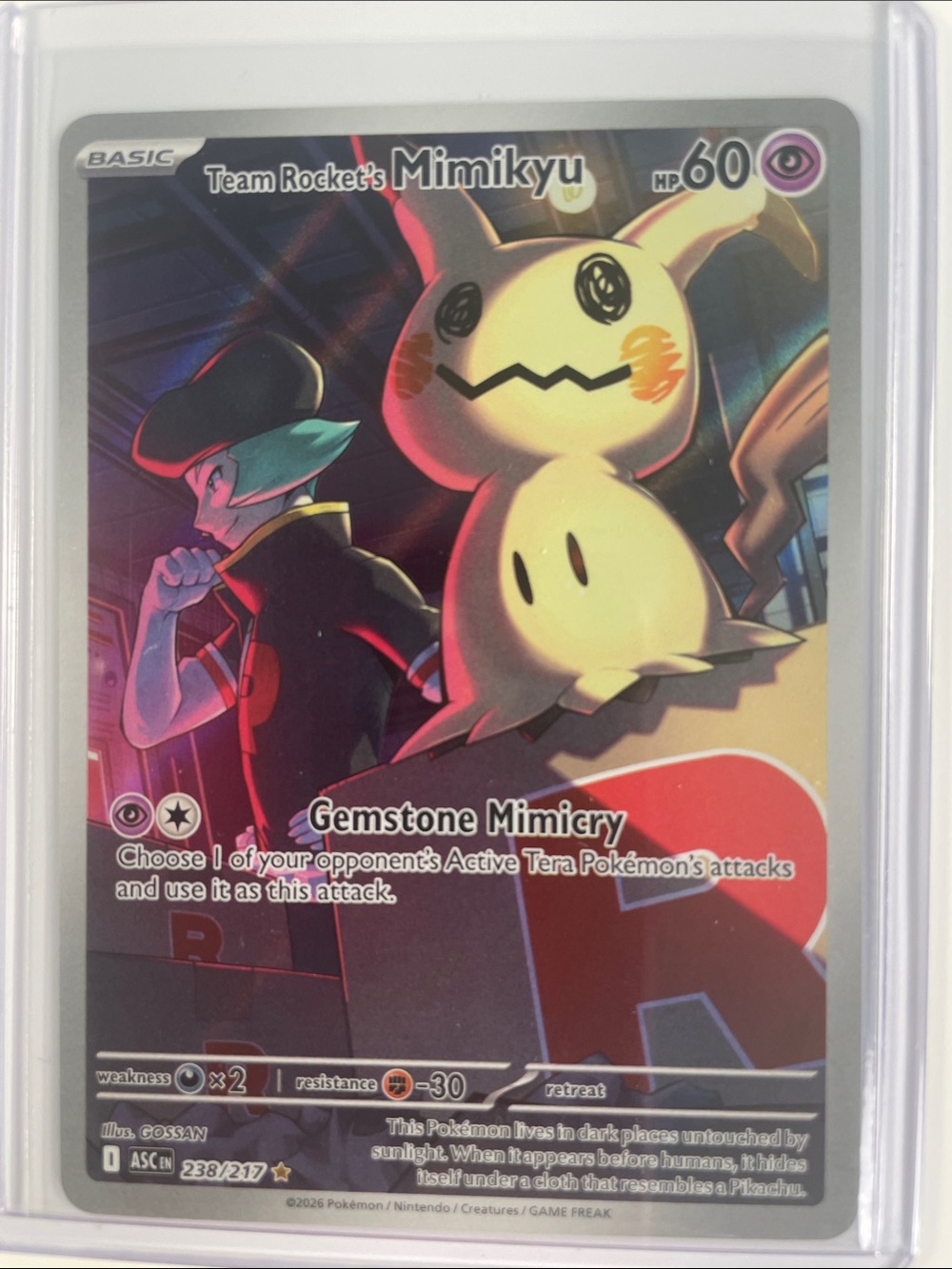 Pokemon Team Rocket's Mimikyu Full Art - Yellow & Black with Red Accents